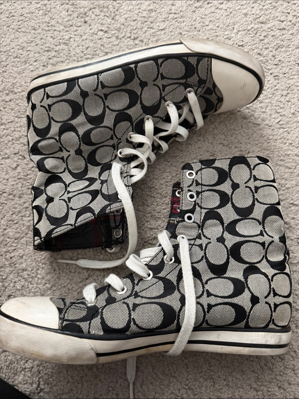 Coach Black & White Signature Canvas High-Top Sneakers